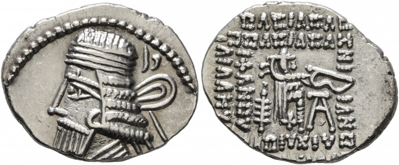 KINGS OF PARTHIA. Vologases I, circa 51-78. Drachm (Silver, 21 mm, 3.79 g, 12 h)...