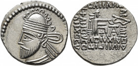 KINGS OF PARTHIA. Pakoros I, circa 78-120. Drachm (Silver, 19 mm, 3.74 g, 12 h), Ekbatana. Diademed and draped bust of Pakoros I to left, wearing tiar...