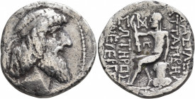 KINGS OF CHARACENE. Attambelos I, 47/46-25/24 BC. Tetradrachm (Silver, 26 mm, 10.54 g, 12 h), Charax-Spasinu, SE 288 = 25/4. Diademed head of Attambel...