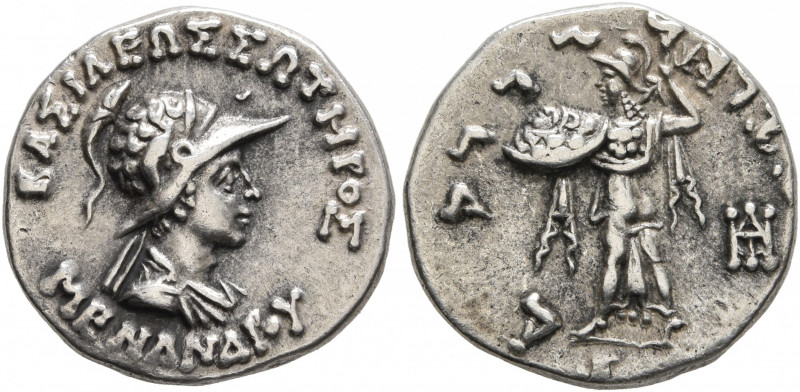 BAKTRIA, Indo-Greek Kingdom. Menander I, circa 165/55-130 BC. Drachm (Silver, 16...