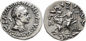 BAKTRIA, Indo-Greek Kingdom. Antialkidas, circa 130-120 BC. Drachm (Silver, 16 mm, 2.41 g, 12 h), Indian standard, uncertain mint in Paropamisadai or ...