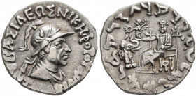 BAKTRIA, Indo-Greek Kingdom. Antialkidas, circa 130-120 BC. Drachm (Silver, 15 mm, 2.33 g, 12 h), Indian standard, uncertain mint in Paropamisadai or ...