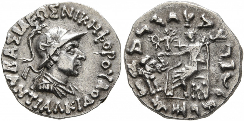 BAKTRIA, Indo-Greek Kingdom. Antialkidas, circa 130-120 BC. Drachm (Silver, 16 m...