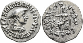 BAKTRIA, Indo-Greek Kingdom. Antialkidas, circa 130-120 BC. Drachm (Silver, 17 mm, 2.32 g, 12 h), Indian standard, uncertain mint in Paropamisadai or ...
