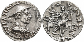 BAKTRIA, Indo-Greek Kingdom. Antialkidas, circa 130-120 BC. Drachm (Silver, 16 mm, 2.35 g, 11 h), Indian standard, uncertain mint in Paropamisadai or ...