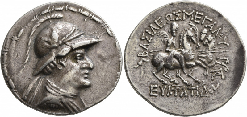 EARLY SKYTHIANS, Imitating Eukratides I of Baktria. Tetradrachm (Silver, 35 mm, ...