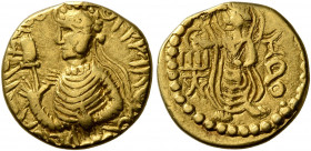 INDIA, Kushan Empire. Huvishka, circa 151-190. 1/4 Dinar (Gold, 12 mm, 1.57 g, 12 h), a contemporary imitation, uncertain mint. ÞAONANOÞAO OOηÞKI KOÞA...