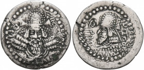 SASANIAN KINGS. Ardashir I, with Papak, as king of Persis, 205/6-223/4. Hemidrachm (Silver, 18 mm, 1.70 g, 2 h), Mint A (Stakhr). BGY 'RTHŠTR MLKA ('G...