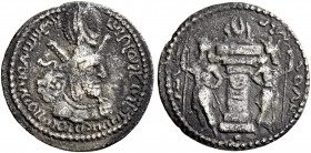 SASANIAN KINGS. Shahpur I, 240-272. Obol (Silver, 14 mm, 0.59 g, 2 h), Mint I (Ctesiphon). MZDYSN BGY ŠHPWHLY MRKAN MRKA 'YR'N MNW CTRY MN YZD'N ('Wor...