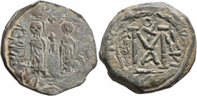 SASANIAN KINGS. Khosrau II, 591-628. Follis (Bronze, 29 mm, 10.29 g, 12 h), imitating a Class 2 Byzantine follis of Heraclius imitating an issue of He...