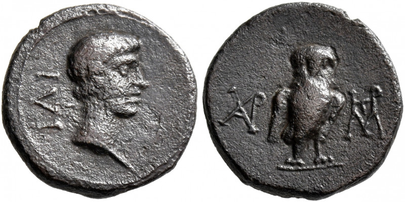 TROAS. Ilium. Augustus, 27 BC-AD 14. AE (Bronze, 14 mm, 1.53 g, 12 h). ΙΛΙ Bare ...