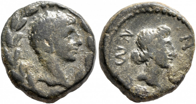 LYDIA. Nysa. Augustus, with Julia Augusta (Livia), 27 BC-AD 14. Assarion (Bronze...