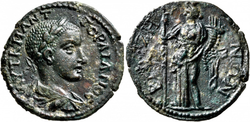 PHRYGIA. Bruzus. Gordian III, 238-244. Triassarion (Bronze, 28 mm, 8.82 g, 6 h)....