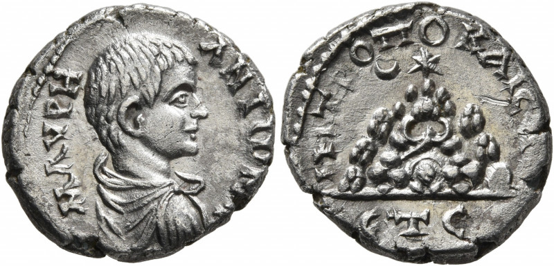 CAPPADOCIA. Caesaraea-Eusebia. Caracalla, Caesar, 196-198. Drachm (Silver, 17 mm...