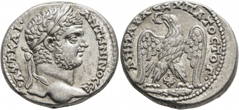 PHOENICIA. Tyre. Caracalla, 198-217. Tetradrachm (Silver, 27 mm, 14.69 g, 12 h),...