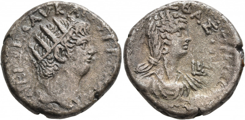 EGYPT. Alexandria. Nero, with Poppaea, 54-68. Tetradrachm (Billon, 25 mm, 11.39 ...