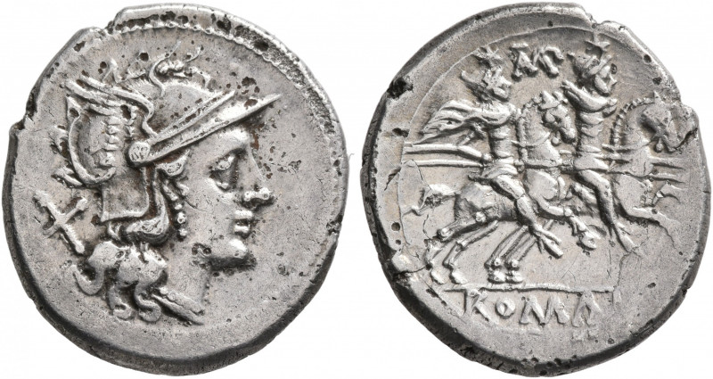 Anonymous, circa 194-190 BC. Denarius (Silver, 20 mm, 3.94 g, 1 h), TAMP series,...