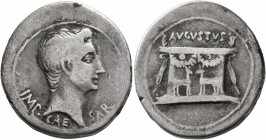 Augustus, 27 BC-AD 14. Cistophorus (Silver, 28 mm, 11.17 g, 12 h), Ephesus, circa 25-20 BC. IMP•CAESAR Bare head of Augustus to right. Rev. AVGVSTVS G...