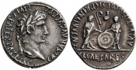 Augustus, 27 BC-AD 14. Denarius (Silver, 20 mm, 3.80 g, 4 h), Lugdunum, 2 BC-AD 4. CAESAR AVGVSTVS DIVI F PATER PATRIAE Laureate head of Augustus to r...