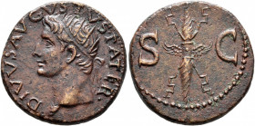 Divus Augustus, died AD 14. As (Copper, 26 mm, 11.20 g, 6 h), Rome, struck under Tiberius, circa 34-37. DIVVS AVGVSTVS•PATER• Radiate head of Divus Au...