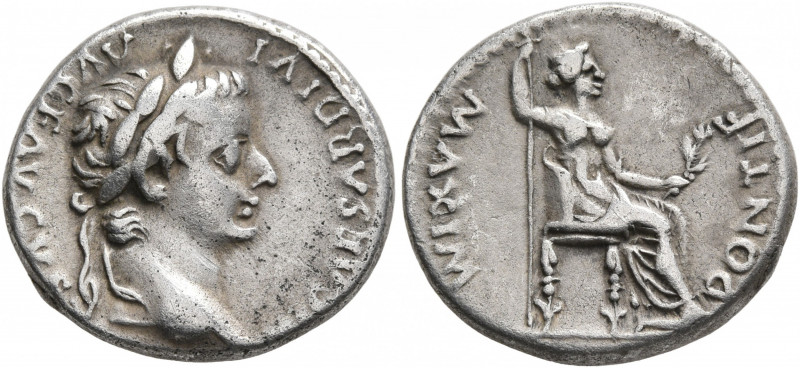 Tiberius, 14-37. Denarius (Silver, 18 mm, 3.67 g, 12 h), Lugdunum. TI CAESAR DIV...