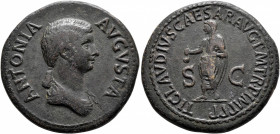Antonia Minor, Augusta, 37 and 41. Dupondius (Orichalcum, 30 mm, 15.67 g, 7 h), Rome, struck under Claudius, 50-54. ANTONIA AVGVSTA Draped bust of Ant...
