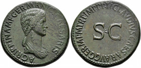 Agrippina Senior, died 33. Sestertius (Orichalcum, 36 mm, 29.31 g, 7 h), Rome, struck under Claudius, 50-54. AGRIPPINA M F GERMANICI CAESARIS Draped b...