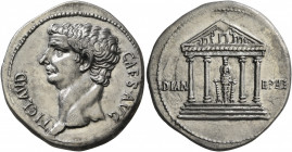 Claudius, 41-54. Cistophorus (Silver, 28 mm, 11.29 g, 6 h), Ephesus, circa 41-42. TI•CLAVD CAES•AVG Bare head of Claudius to left. Rev. DIAN - EPHE Te...