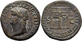 Nero, 54-68. Sestertius (Orichalcum, 32 mm, 23.32 g, 7 h), Lugdunum, circa 65. NERO CLAVD CAESAR AVG GER P M TR P IMP P P Laureate head of Nero to lef...