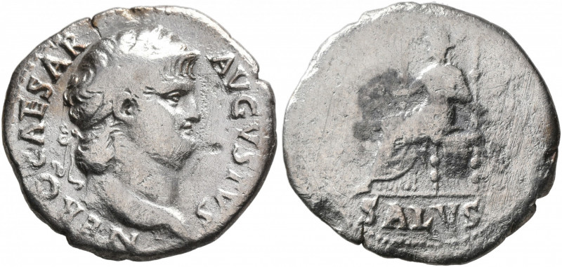 Nero, 54-68. Denarius (Silver, 19 mm, 2.49 g, 6 h), Rome, 65-66. NERO CAESAR AVG...