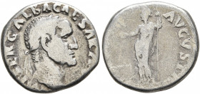 Galba, 68-69. Denarius (Silver, 17 mm, 2.99 g, 7 h), Rome, circa July 68-January 69. IMP SER GALBA CAESAR AVG Laureate and draped bust of Galba to rig...