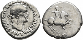 Galba, 68-69. Denarius (Silver, 17 mm, 3.08 g, 5 h), Rome. IMP SER GALBA CAESAR AVG P M Laureate head of Galba to right. Rev. IMP Galba, in military a...