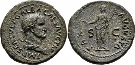 Galba, 68-69. Dupondius (Orichalcum, 29 mm, 13.23 g, 7 h), Rome, October 68. IMP•SER•SVLP•GALBA CAES AVG TR P Laureate and draped bust of Galba to rig...