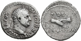 Vitellius, 69. Denarius (Silver, 18 mm, 3.00 g, 7 h), Lugdunum. A VITELLIVS IMP GERMAN Laureate head of Vitellius to right, with globe at point of bus...