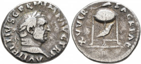 Vitellius, 69. Denarius (Silver, 18 mm, 2.83 g, 6 h), Rome, late April-20 December 69. A VITELLIVS GERM IMP AVG TR P Laureate head of Vitellius to rig...