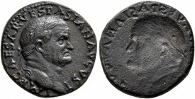Vespasian, 69-79. Semis (Orichalcum, 19 mm, 4.24 g, 12 h), brockage mint error, Ephesus (?), 77-78. IMP CAESAR VESPASIAN AVGVST Laureate head of Vespa...