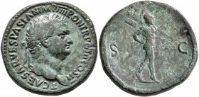 Titus, as Caesar, 69-79. Sestertius (Orichalcum, 32 mm, 27.18 g, 7 h), Rome, 72-73. T CAESAR VESPASIAN IMP IIII PON TR POT II COS II Laureate head of ...