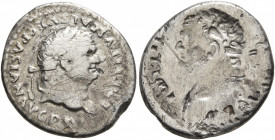 Titus, 79-81. Denarius (Silver, 18 mm, 2.61 g, 12 h), brockage mint error, Rome, January-June 80. IMP TITVS CAES VESPASIAN AVG P M Laureate head of Ti...