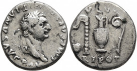 Domitian, 81-96. Denarius (Subaeratus, 16 mm, 2.80 g, 12 h), a contemporary imitation, irregular mint, after 81. IMP CAESAR DOMITIANVS[...] Laureate h...