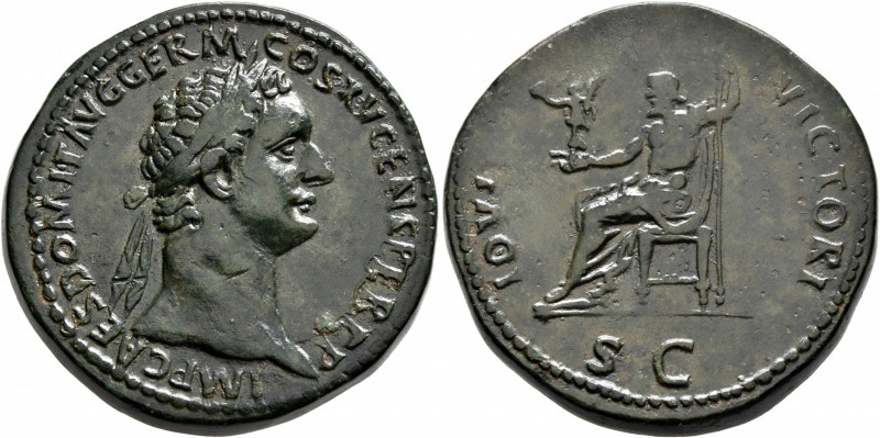 Domitian, 81-96. Sestertius (Orichalcum, 34 mm, 32.62 g, 6 h), Rome, 90-91. IMP ...