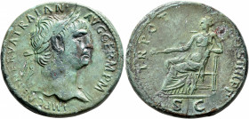 Trajan, 98-117. Sestertius (Orichalcum, 35 mm, 25.62 g, 5 h), Rome, 101-102. IMP CAES NERVA TRAIAN AVG GERM P M Laureate head of Trajan to right, with...