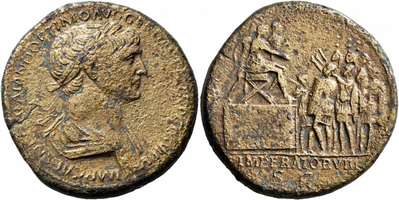 Trajan, 98-117. Sestertius (Orichalcum, 34 mm, 29.06 g, 6 h), Rome, 114-116. IMP...