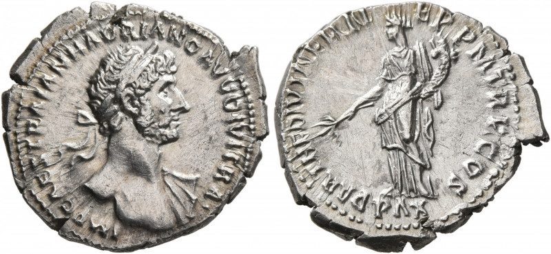 Hadrian, 117-138. Denarius (Silver, 20 mm, 3.32 g, 7 h), Rome, 117. IMP CAES TRA...