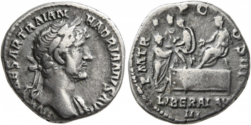 Hadrian, 117-138. Denarius (Silver, 18 mm, 3.22 g, 7 h), Rome, circa late 120-12...