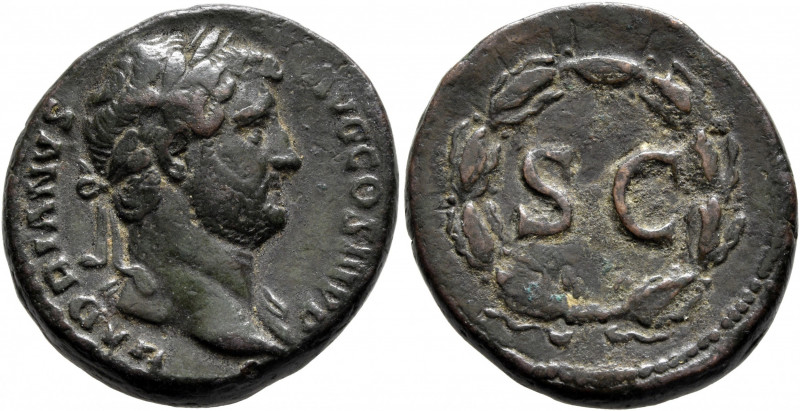 Hadrian, 117-138. As (Copper, 26 mm, 11.95 g, 5 h), Rome, 136. HADRIANVS AVG COS...