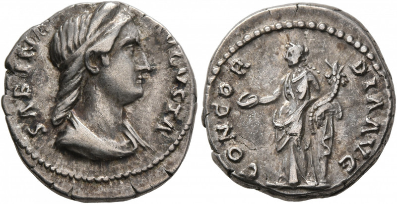 Sabina, Augusta, 128-136/7. Denarius (Silver, 17 mm, 3.47 g, 6 h), Rome, 136-137...