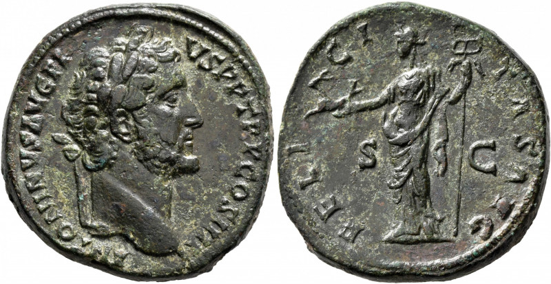 Antoninus Pius, 138-161. Sestertius (Orichalcum, 32 mm, 25.17 g, 11 h), Rome, 14...