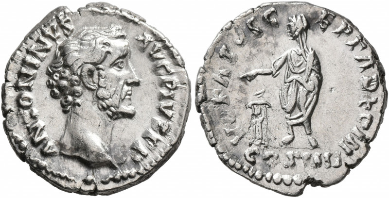 Antoninus Pius, 138-161. Denarius (Silver, 18 mm, 3.34 g, 7 h), Rome, 158-159. A...