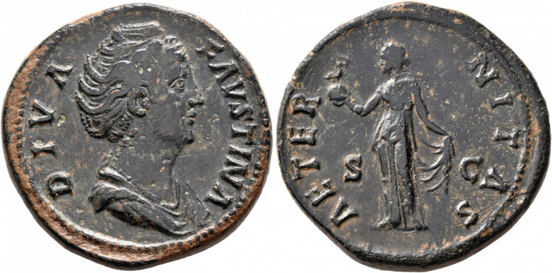 Diva Faustina Senior, died 140/1. Sestertius (Orichalcum, 32 mm, 25.57 g, 11 h),...