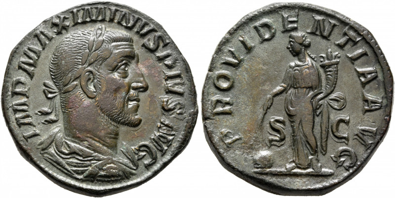 Maximinus I, 235-238. Sestertius (Bronze, 30 mm, 21.36 g, 1 h), Rome, 236. IMP M...